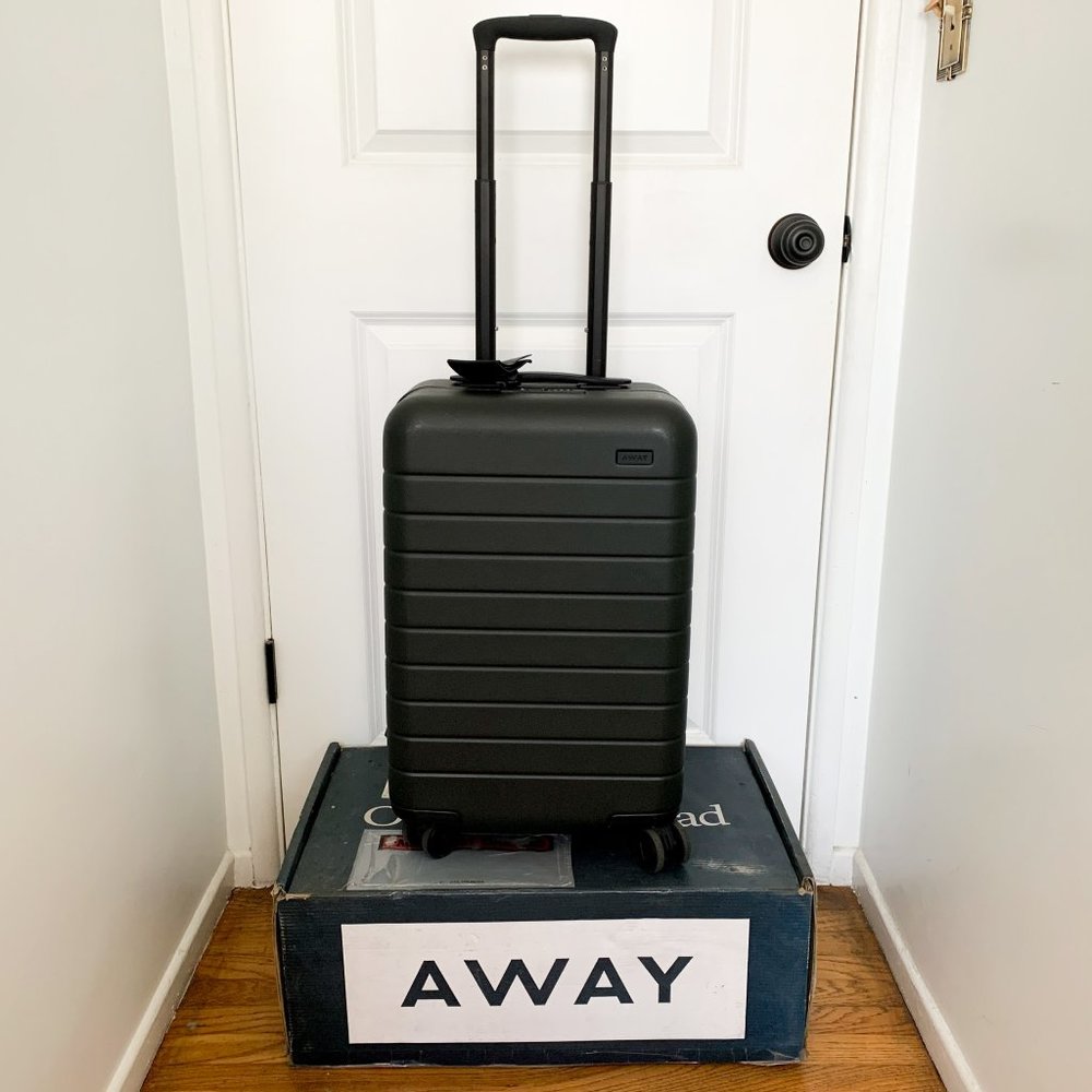 Away The Carry On Green Suitcase with Charger